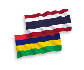 Fototapeta premium Flags of Mauritius and Thailand on a white background