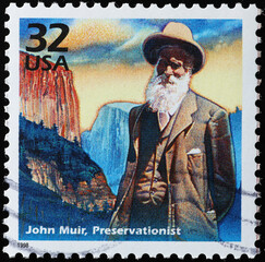American naturalist John Muir on postage stamp