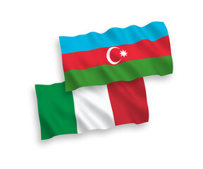 Flags of Italy and Azerbaijan on a white background