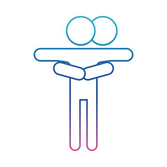 Humans avatars hugging degraded line style icon vector design