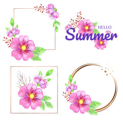 
frame with flowers for printing on paper or fabric
