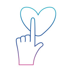 Obraz premium Hand touching heart degraded line style icon vector design