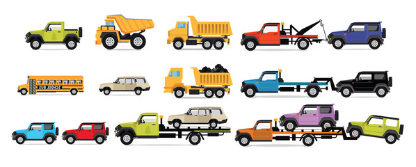 Car icon set in flat  style.