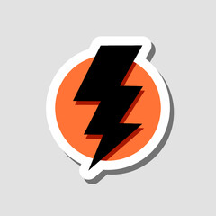 Lightning bolt sticker icon isolated on gray background