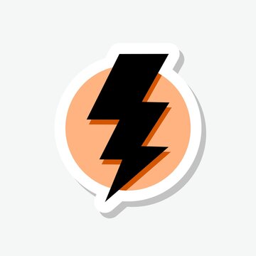 Lightning Bolt Sticker Icon Isolated On Gray Background