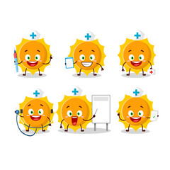 Obraz na płótnie Canvas Doctor profession emoticon with sun cartoon character