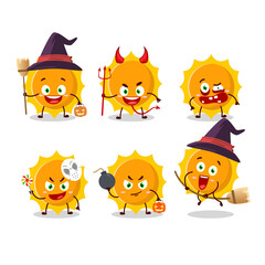 Halloween expression emoticons with cartoon character of sun