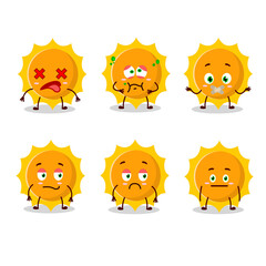 Sun cartoon in character with nope expression