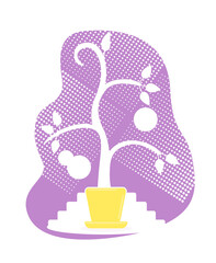 Growing tree flat concept vector illustration