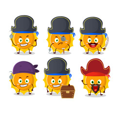 Cartoon character of sun with various pirates emoticons