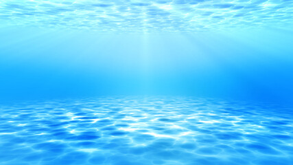 under sea ocean in clean and clear water with ray of sunlight from surface for background concept design