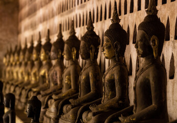 Buddha statues in Wat Si Saket temple, Vientiane, Laos