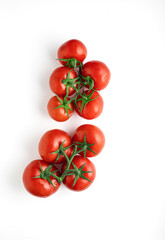 Tomatoes, healthy food. Isolated tomato top view. white background or closeup