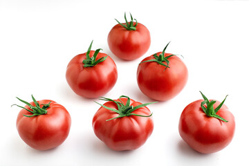 Tomatoes, healthy food. Isolated tomato top view. white background or closeup
