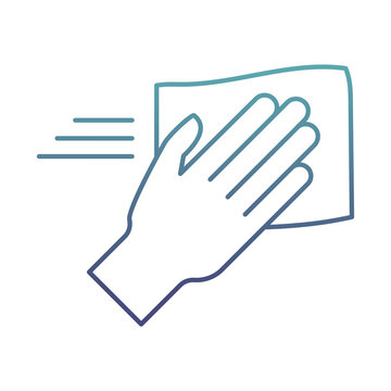 hand with rag degraded line style icon vector design