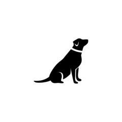 Black and white dog silhouette vector