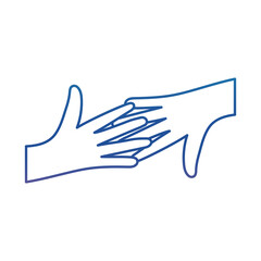 Hands touching degraded line style icon vector design