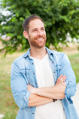 Casual guy relaxed in a park