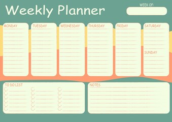 Color Weekly planner foe print