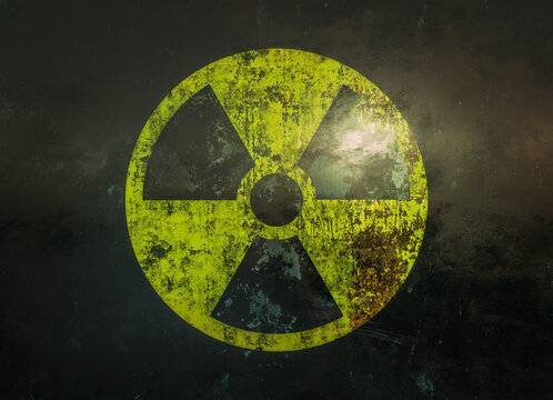 Grunge Rusty Radiation Warning Symbol, Radioactive Caution Icon, Waste Sign, 3d Rendering