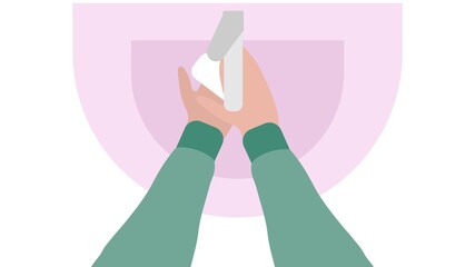 Image of a woman washing her hands with soap. Vector image, eps 10