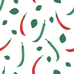 seamless pattern with hand drawn chili.