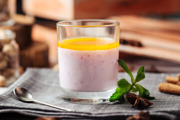 Layers dessert panna cotta mousse orange berries