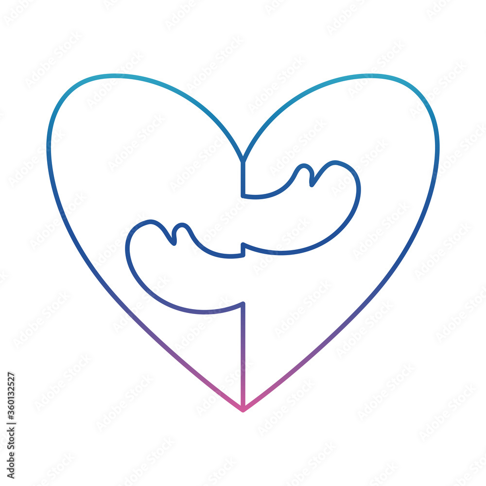 Canvas Prints arms hugging in heart shape degraded line style icon vector design