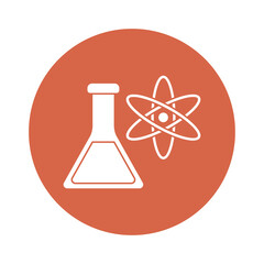 Atom and flask block style icon vector design