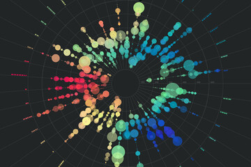 Vector abstract big data visualization. Complex data concept. Abstract information diagram. Visual big data analysis. Science technology background.