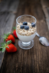 yogurt with porridge and blueberries
