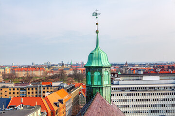 Obraz premium View of Belfry and Copenhagen city from above