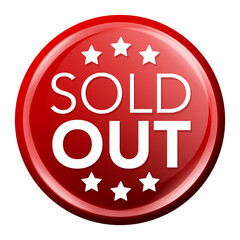 Sold out Button. Round glossy Online Shopping Badge.