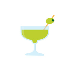 Cocktail flat, drink with a straw icon, vector illustration isolated on a white background