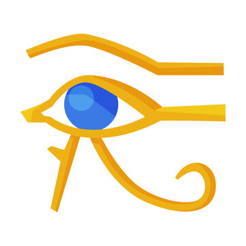 Eye of Horus Egypt Deity, Eye of Ra, Egyptian Hieroglyphic Mystical Sign, Ancient Symbol of Egypt Flat Style Vector Illustration on White Background