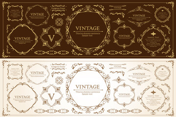 高級感のある　フレームデザイン　テンプレートセット　ラグジュアリー　ゴージャス　ビンテージ　アンティーク