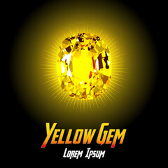 Yellow Gem color on Color background with flair color. Vector illustration