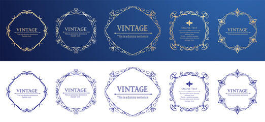 高級感のある　フレームデザイン　テンプレートセット　ラグジュアリー　ゴージャス　ビンテージ　アンティーク