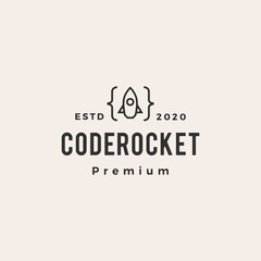 code rocket hipster vintage logo vector icon illustration