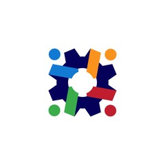 people gear cog cogs logo vector icon illustration