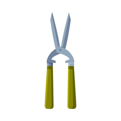 Gardening Scissors for Trimming, Agriculture Work Equipment, Garden Tool Flat Style Vector Illustration on White Background