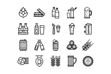 Beer icons set on beer theme