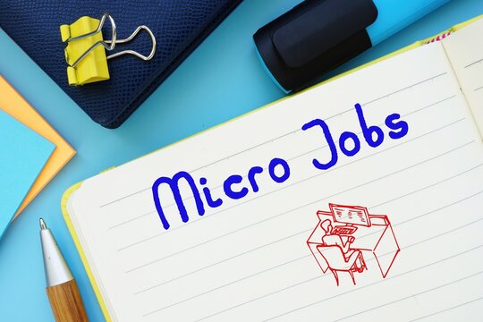 Business concept meaning Micro Jobs with inscription on the sheet.