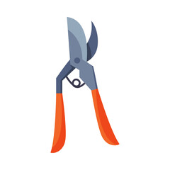 Garden Pruner, Agriculture Work Equipment Flat Style Vector Illustration on White Background