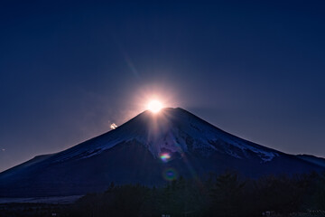 山中湖畔から見るダイヤモンド富士2