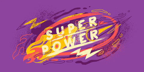 Youthful abstract background in hand drawn style with typography and various graphic elements. Vector illustration.