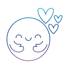 Circle cartoon with arms and hearts degraded line style icon vector design