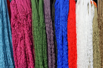 Colorful strings of beads ...