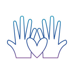 Hand with heart degraded line style icon vector design