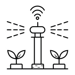 Automatic irrigation sprinklers icon vector
